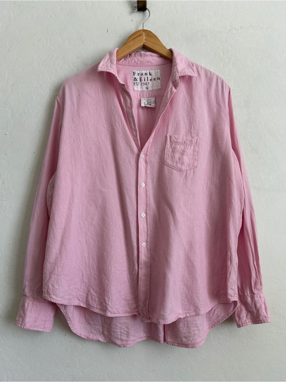 Frank & Eileen Top XL Eileen Relaxed Button Up Long Sleeve Pink